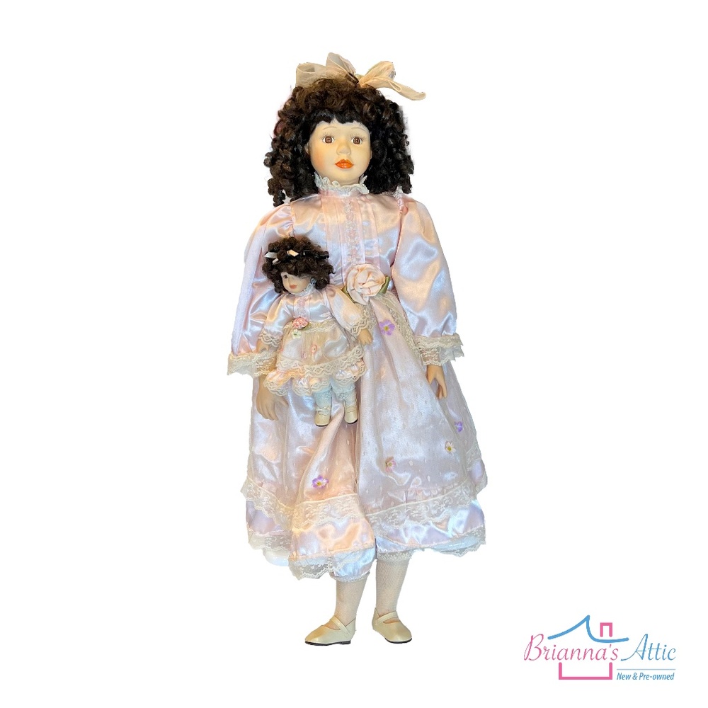 Vintyage Porcelain Doll with Baby Doll 31in
